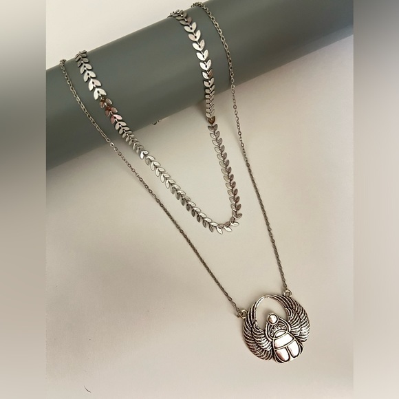 Statement Egyptian Scarab Protection Layered Necklace - Esoteric Necklace - Picture 1 of 13